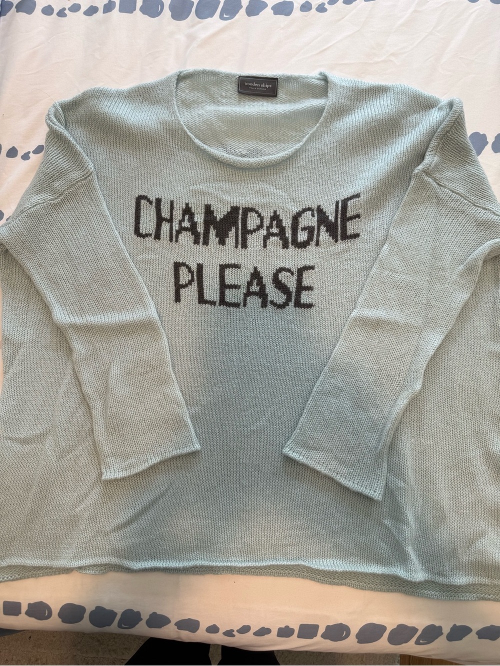 Wooden Ships Champagne Please Light Blue Knit Sweater M/L